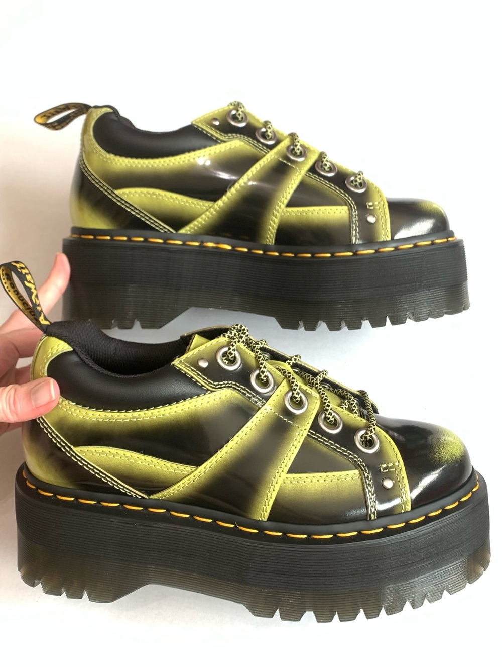 Dr. Martens 5 Eye Distressed Quad Max Platform Arcadia Green Shoes Women’s Sz 8 - Picture 4 of 8